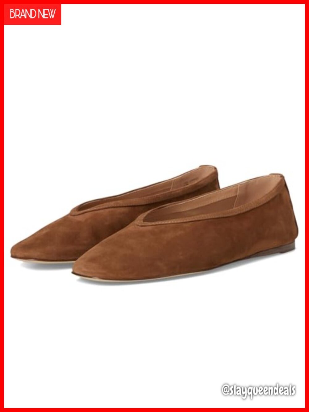 Suede Ballet Flats Almond Toe Pull-On Casual Walking Shoes